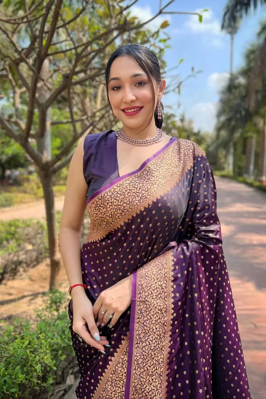 MS 436 Purple Color Soft Lichi Silk Border And Rich Pallu Saree Casual, Party Wear, Wedding, Events, Etc. Expected Delivery 4-6 Working Days 1399/- | Bollywood Sarees, Creative Sarees, Designer Sarees, Embroidered Sarees, Ethnic Saree, Modern Digital sarees, Party Wear Sarees, Sarees