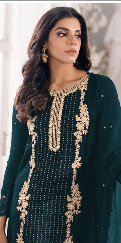 FC Mariya 1032 Stone Green Color Heavy Georgette Embroidery Anarkali Suit Wedding, Party, Festive events, etc. Expected Delivery 4-6 Working Days @1949/- | Anarkali Suits, Bollywood Anarkali, Creative-Anarkali, Designer Anarkali, Embroidered Anarkali, Party Wear Anarkali