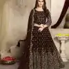 Elegant Coffee Color Georgette Multi Thread Zari Stich Anarkali Suit