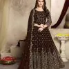 Elegant Coffee Color Georgette Multi Thread Zari Stich Anarkali Suit
