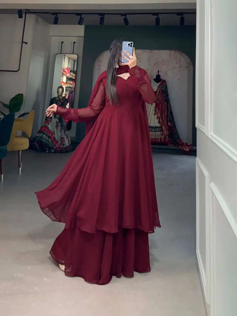 YNF3502 Maroon Color Georgette Plain Top Plain Plaza And Dupatta Casual, Wedding, Party, Festive, Events Etc.  Expected Delivery  4-6 Working Days @1999/- | Jump Suits, Casual Suits, Creative suits, Designer Suits, Palazzo Suits, Party Wear Suits, Patiala Suits, Salwar suit, Straight Suits