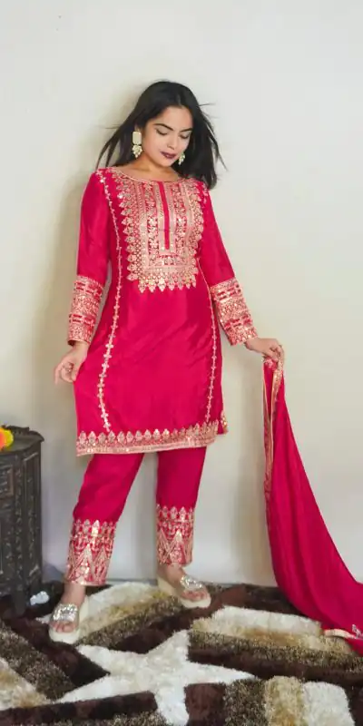 SRK 5151 Pink Color Pure Chinnon Silk Embroidery Sequence Salwar Suit Wedding, Party, Festive, Events Expected Delivery 4-6 Working Days @ 1949/- | Jump Suits, Casual Suits, Creative suits, Designer Suits, Palazzo Suits, Party Wear Suits, Patiala Suits, Salwar suit, Straight Suits