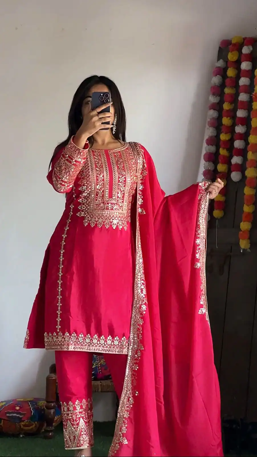SRK 5151 Pink  Color Pure Chinnon Silk Embroidery Sequence Salwar Suit Wedding, Party, Festive, Events Expected Delivery 4-6 Working Days @ 1949/- | Jump Suits, Casual Suits, Creative suits, Designer Suits, Palazzo Suits, Party Wear Suits, Patiala Suits, Salwar suit, Straight Suits