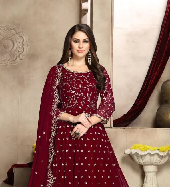  FC 94009 Red Color Georgette Multi Thread Zari Stich Anarkali Suit Wedding, Party, Festive events, etc. Expected Delivery  4-6 Working Days @2149/- | Anarkali Suits, Bollywood Anarkali, Creative-Anarkali, Designer Anarkali, Embroidered Anarkali, Party Wear Anarkali