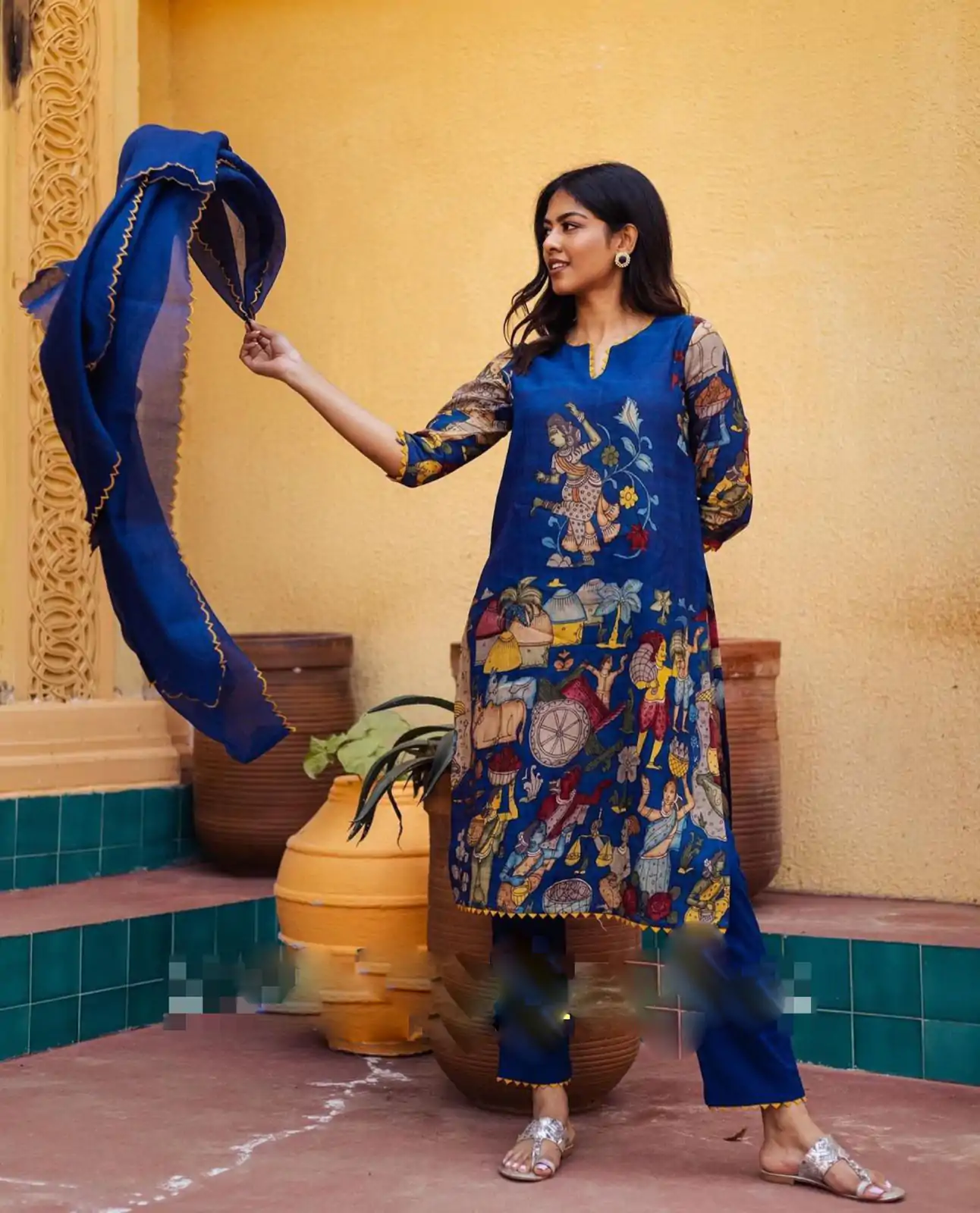 Pc 360 Royal Blue Color CottonĀ Kalamkari Print Work Casual, Party Wear, Wedding, Events, Festivals Wear Etc. Expected Delivery 4-6 Working Days @1899/- | Bollywood Kurti, Creative Kurtis, Designer Kurti, Kurti, Party Wear Kurti, Selfie Kurti