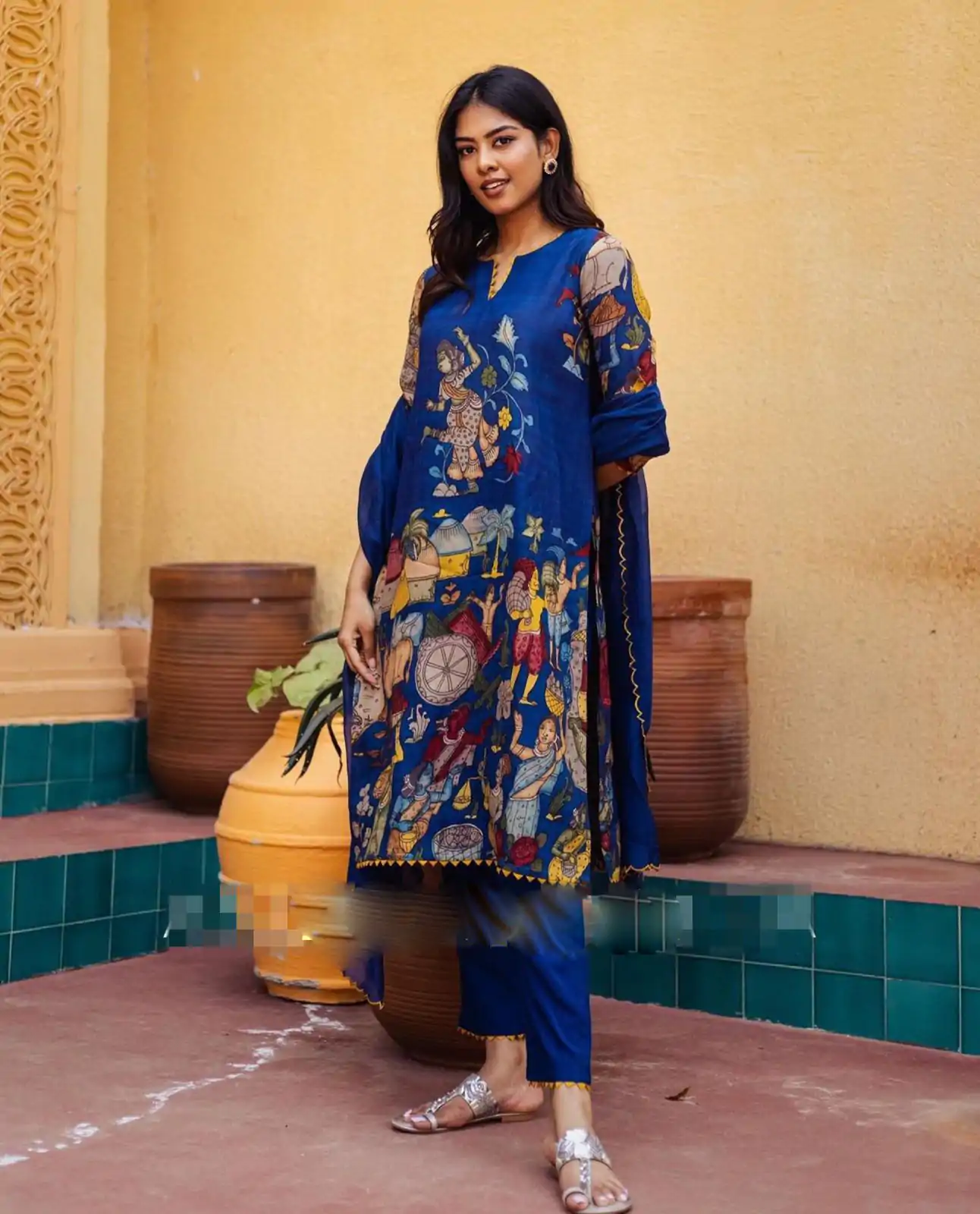 Pc 360 Royal Blue Color CottonĀ Kalamkari Print Work Casual, Party Wear, Wedding, Events, Festivals Wear Etc. Expected Delivery 4-6 Working Days @1899/- | Bollywood Kurti, Creative Kurtis, Designer Kurti, Kurti, Party Wear Kurti, Selfie Kurti