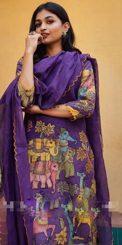 Pc 360 Violet Color CottonĀ Kalamkari Print Work Casual, Party Wear, Wedding, Events, Festivals Wear Etc. Expected Delivery 4-6 Working Days @1899/- | Bollywood Kurti, Creative Kurtis, Designer Kurti, Kurti, Party Wear Kurti, Selfie Kurti