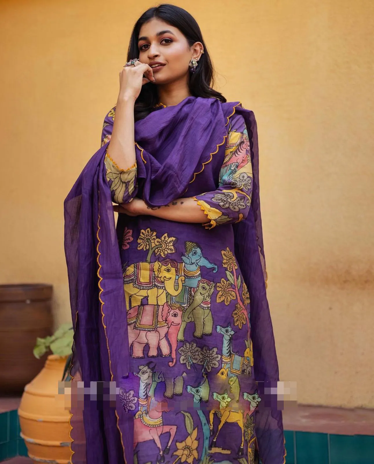 Pc 360 Violet Color CottonĀ Kalamkari Print Work Casual, Party Wear, Wedding, Events, Festivals Wear Etc. Expected Delivery 4-6 Working Days @1899/- | Bollywood Kurti, Creative Kurtis, Designer Kurti, Kurti, Party Wear Kurti, Selfie Kurti