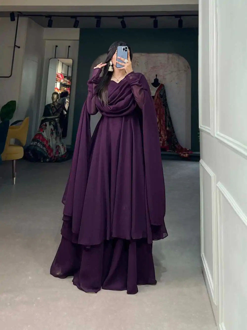 YNF3502 Wine Color Georgette Plain Top Plain Plaza And Dupatta Casual, Wedding, Party, Festive, Events Etc.  Expected Delivery  4-6 Working Days @1999/- | Jump Suits, Casual Suits, Creative suits, Designer Suits, Palazzo Suits, Party Wear Suits, Patiala Suits, Salwar suit, Straight Suits