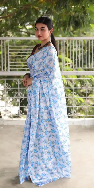 Veechis 105 Light Blue Heavy Devsena Soft Silk Saree Digital Print Saree Casual, Party , Festive, Events Etc. Expected Delivery 4-6 Working Days @1499/- | Bollywood Sarees, Creative Sarees, Designer Sarees, Embroidered Sarees, Modern Digital sarees, Party Wear Sarees, Sarees