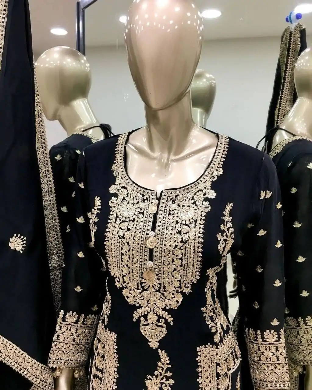 SRK 5146 Black Color Pure Chinnon Silk Embroidery Coding Dori Salwar Suit Wedding, Party, Festive, Events Expected Delivery 4-6 Working Days @ 2199/- | Jump Suits, Casual Suits, Creative suits, Designer Suits, Palazzo Suits, Party Wear Suits, Patiala Suits, Salwar suit, Straight Suits