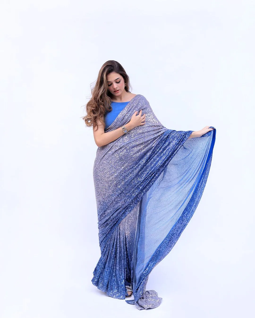 DF 3408 Blue Color Georgette Digital Printed Sequence Embroidery Saree Casual, Party Wear, Wedding, Events Etc Delivery Expected.4-6 Working Days 1899/- | Bollywood Sarees, Creative Sarees, Designer Sarees, Embroidered Sarees, Ethnic Saree, Modern Digital sarees, Party Wear Sarees, Sarees