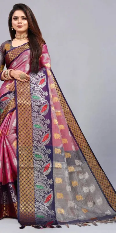MB™️  3243Peach Color Soft Organic Tissue Silk Saree Gold ,Silver Zari Weaving Casual, Party Wear, Festival, Events, Etc. Delivery 4-6 Working Days @1550/- | Bollywood Sarees, Creative Sarees, Designer Sarees, Embroidered Sarees, Ethnic Saree, Modern Digital sarees, Party Wear Sarees, Sarees