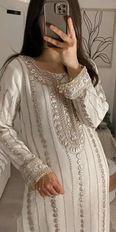 LG 1832 White Color Georgette Embroidery Foil Work Salwar Suit Casual, Wedding, Festive, Events Expected Delivery 4-6 Working Days @2149/- | Jump Suits, Casual Suits, Creative suits, Designer Suits, Palazzo Suits, Party Wear Suits, Patiala Suits, Salwar suit, Straight Suits