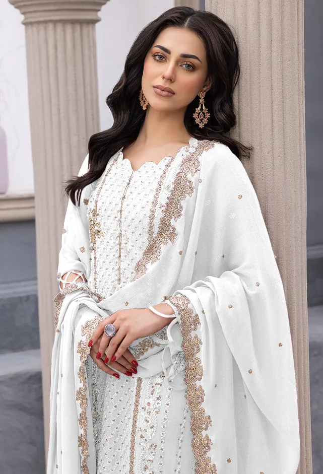 FC MARIA 1038 White Color Heavy Georgette Embroidery Salwar Suit Wedding, Party, Festive events, etc.  Expected Delivery  4-6 Working Days @1949/- Only | Jump Suits, Casual Suits, Creative suits, Designer Suits, Palazzo Suits, Party Wear Suits, Patiala Suits, Salwar suit, Straight Suits