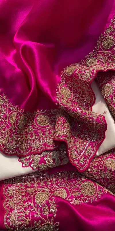 KD 1447 White & Pink Color Silk Thread Sequence Salwar Suit Casual, Party, Wedding, Festive, Events Etc. Expected Delivery 4-6 Working Days @1849/- | Casual Suits, Creative suits, Designer Suits, Party Wear Suits, Patiala Suits, Salwar suit, Straight Suits
