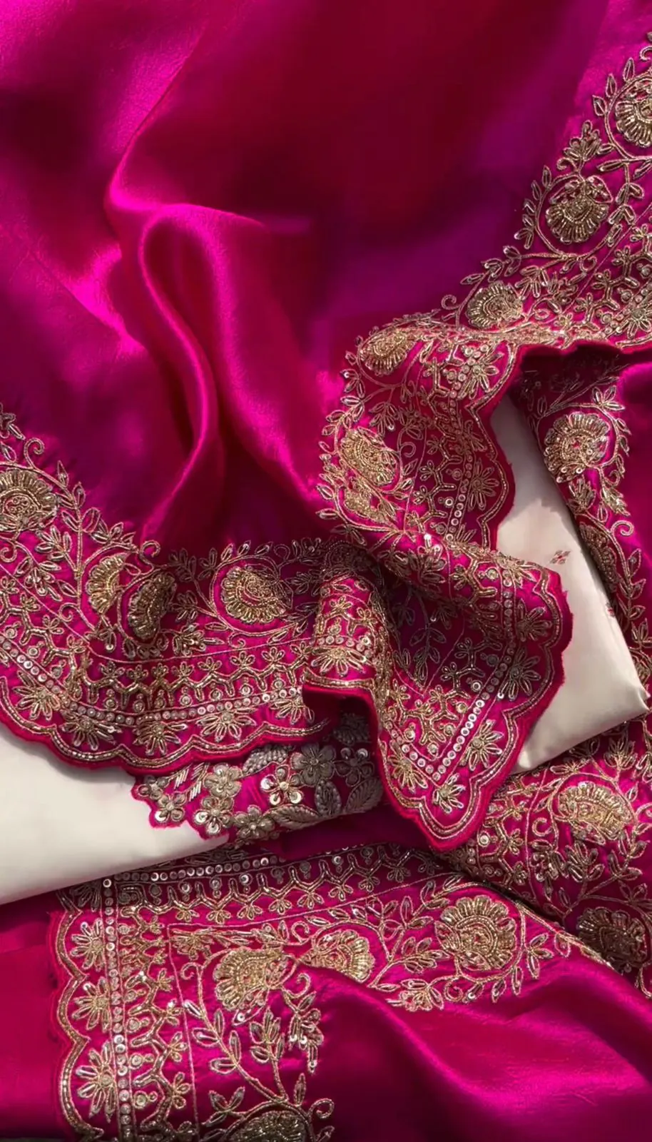KD 1447 White & Pink Color Silk Thread Sequence Salwar Suit Casual, Party, Wedding, Festive, Events Etc. Expected Delivery 4-6 Working Days @1849/- | Casual Suits, Creative suits, Designer Suits, Party Wear Suits, Patiala Suits, Salwar suit, Straight Suits