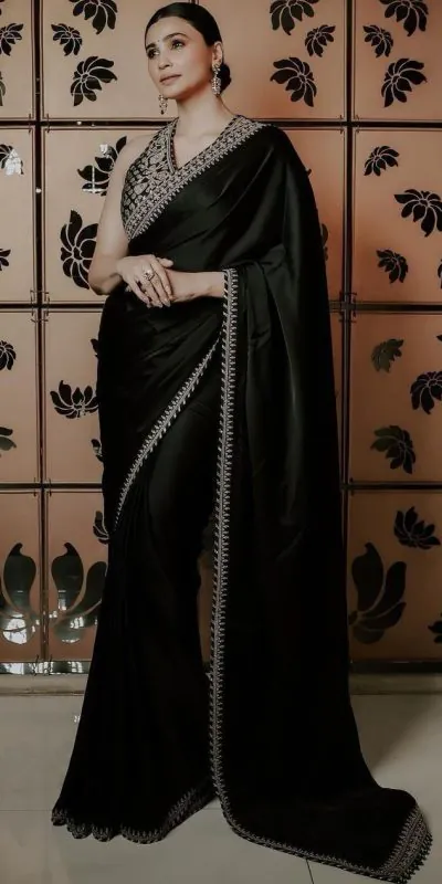 KD 463 Black Color Satin Silk Thread & Sequence Work Saree Casual, Party, Wedding, Festive, Events Etc. Expected Delivery 4-6 Working Days @1749/- Only | Bollywood Sarees, Creative Sarees, Designer Sarees, Embroidered Sarees, Ethnic Saree, Modern Digital sarees, Party Wear Sarees, Sarees