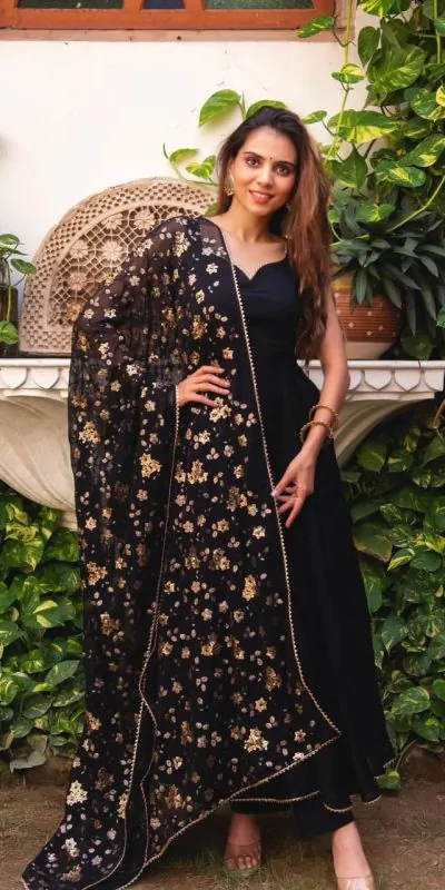 SRK 5128 Black Color Heavy Faux Georgette With Fully Flair Salwar Suit Wedding, Party, Festive, Events Expected Delivery 4-6 Working Days @ 1899/- | Jump Suits, Casual Suits, Creative suits, Designer Suits, Palazzo Suits, Party Wear Suits, Patiala Suits, Salwar suit, Straight Suits
