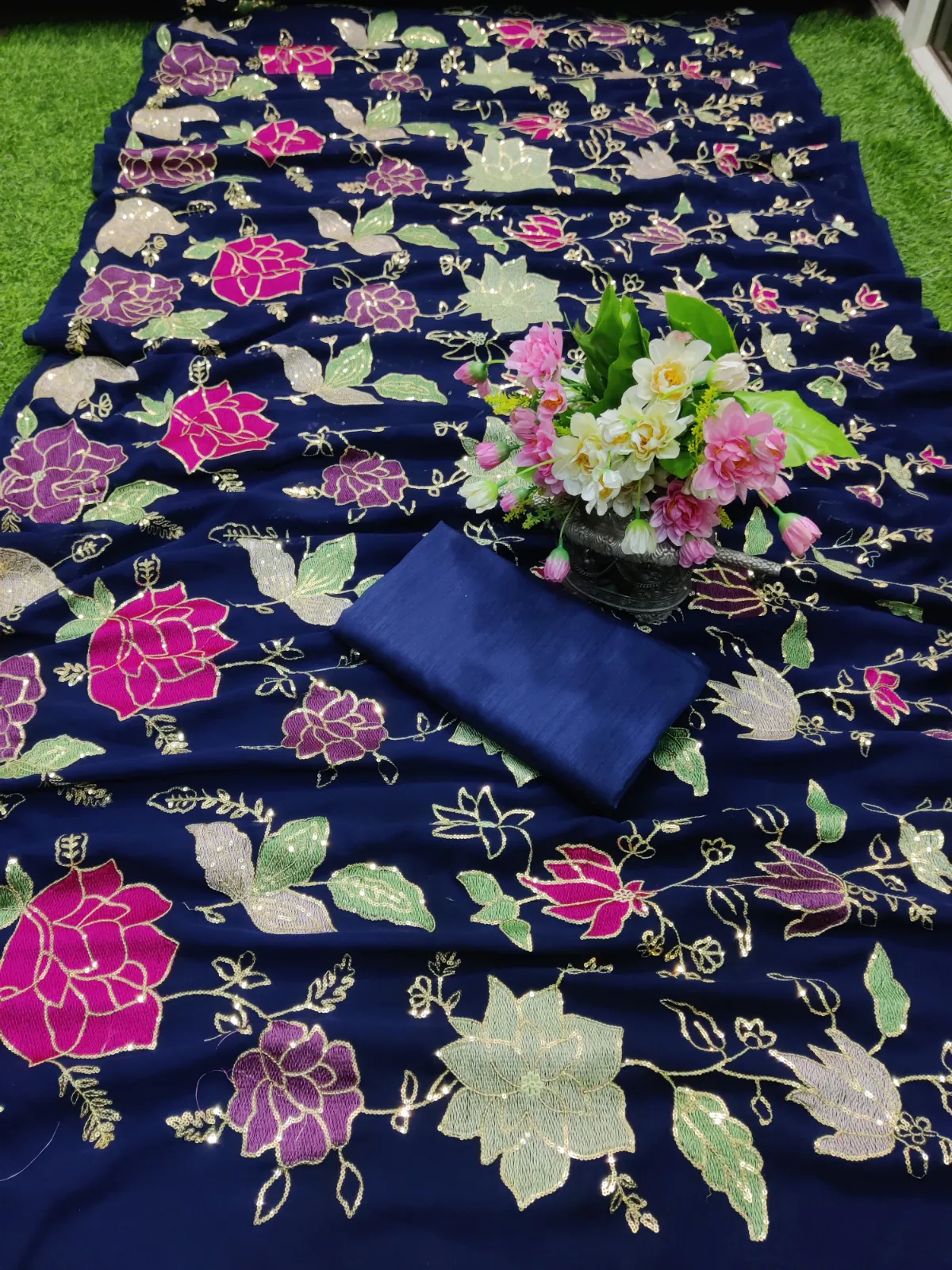 KT 248 Black Color Georgette Fancy Thread & Sequence Saree Casual, Party Wear, Wedding Expected Delivery 4-6 Working Days@1799/- | Bollywood Sarees, Creative Sarees, Designer Sarees, Embroidered Sarees, Party Wear Sarees, Sarees