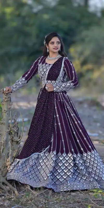 Ram 001 Maroon Color Georgette Sequence Thread Work With Zari Lehenga Choli Casual, Wedding, Festive, Events Expected Delivery 4-6 Working Days @3199/- | Bollywood Lehenga, Creative Lehenga, Designer Lehenga, Embroidered Lehenga, Lehenga, Party Wear Lehenga