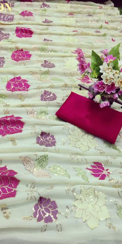 KT 248 Yellow Color Georgette Fancy Thread & Sequence Saree Casual, Party Wear, Wedding Expected Delivery 4-6 Working Days@1799/- | Bollywood Sarees, Creative Sarees, Designer Sarees, Embroidered Sarees, Party Wear Sarees, Sarees