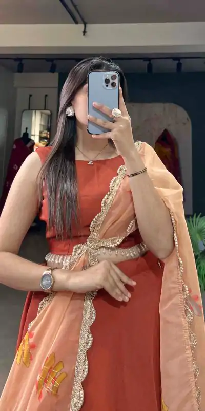 LNB1004 Bright Orange Color Polyester Viscose Chadri Lehenga Choli Gotta Patti Lace Festive Party Wedding, Events etc. Delivery 4-6 Working Days @2349/- | Bollywood Lehenga, Creative Lehenga, Designer Lehenga, Embroidered Lehenga, Lehenga, Party Wear Lehenga