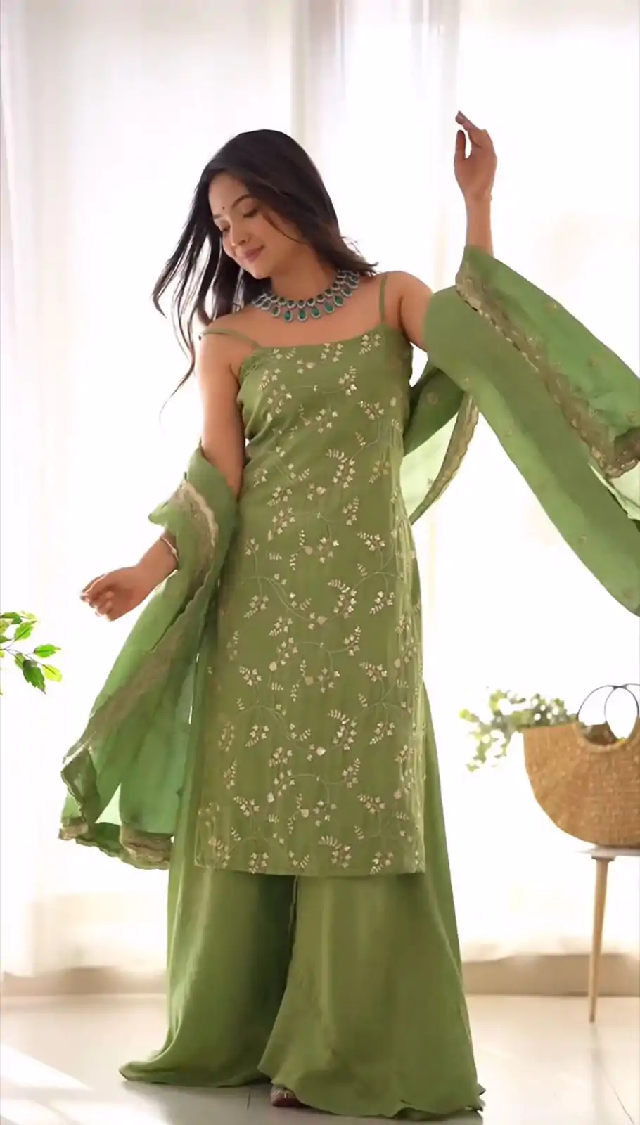 KD 1435 Green Color Jimmy Chu Thread & Sequence Work Salwar Suit Casual, Party, Festive, Events Wedding Etc. Expected Delivery 4-6 Working Days @1999/- Only | Jump Suits, Casual Suits, Creative suits, Designer Suits, Palazzo Suits, Party Wear Suits, Salwar suit, Straight Suits