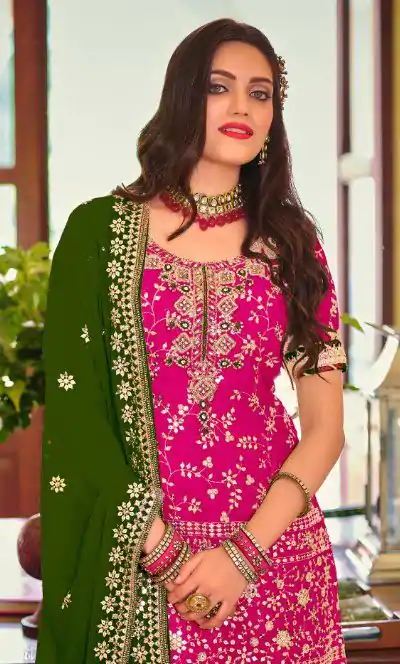DS 1364 Pink Color Faux Georgette Embroidery Work Salwar Suit Wedding, Party, Festive, Events Expected Delivery 4-6 Working Days @ 2299/- | Jump Suits, Casual Suits, Creative suits, Designer Suits, Palazzo Suits, Party Wear Suits, Patiala Suits, Salwar suit, Straight Suits