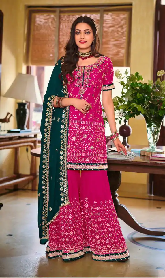 DS 1364 Pink Color Faux Georgette Embroidery Work Salwar Suit Wedding, Party, Festive, Events Expected Delivery 4-6 Working Days @ 2299/- | Jump Suits, Casual Suits, Creative suits, Designer Suits, Palazzo Suits, Party Wear Suits, Patiala Suits, Salwar suit, Straight Suits