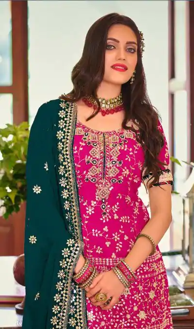 DS 1364 Pink Color Faux Georgette Embroidery Work Salwar Suit Wedding, Party, Festive, Events Expected Delivery 4-6 Working Days @ 2299/- | Jump Suits, Casual Suits, Creative suits, Designer Suits, Palazzo Suits, Party Wear Suits, Patiala Suits, Salwar suit, Straight Suits