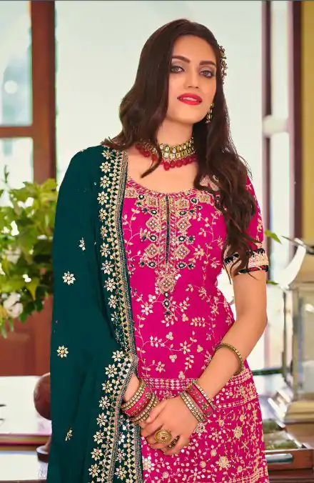 DS 1364 Pink Color Faux Georgette Embroidery Work Salwar Suit Wedding, Party, Festive, Events Expected Delivery 4-6 Working Days @ 2299/- | Jump Suits, Casual Suits, Creative suits, Designer Suits, Palazzo Suits, Party Wear Suits, Patiala Suits, Salwar suit, Straight Suits
