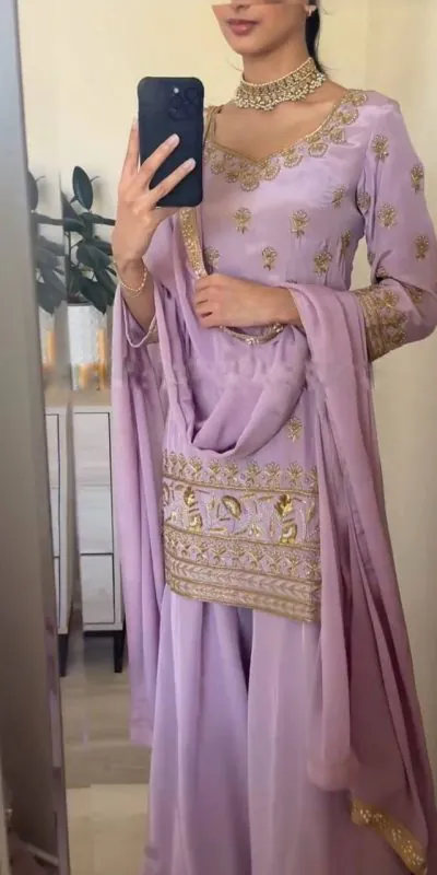 SRK 5144 Purple Color Heavy Faux Georgette Embroidery Sequence Work Salwar Suit Wedding, Party, Festive, Events Expected Delivery 4-6 Working Days @ 1950/- | Jump Suits, Casual Suits, Creative suits, Designer Suits, Palazzo Suits, Party Wear Suits, Patiala Suits, Salwar suit, Straight Suits