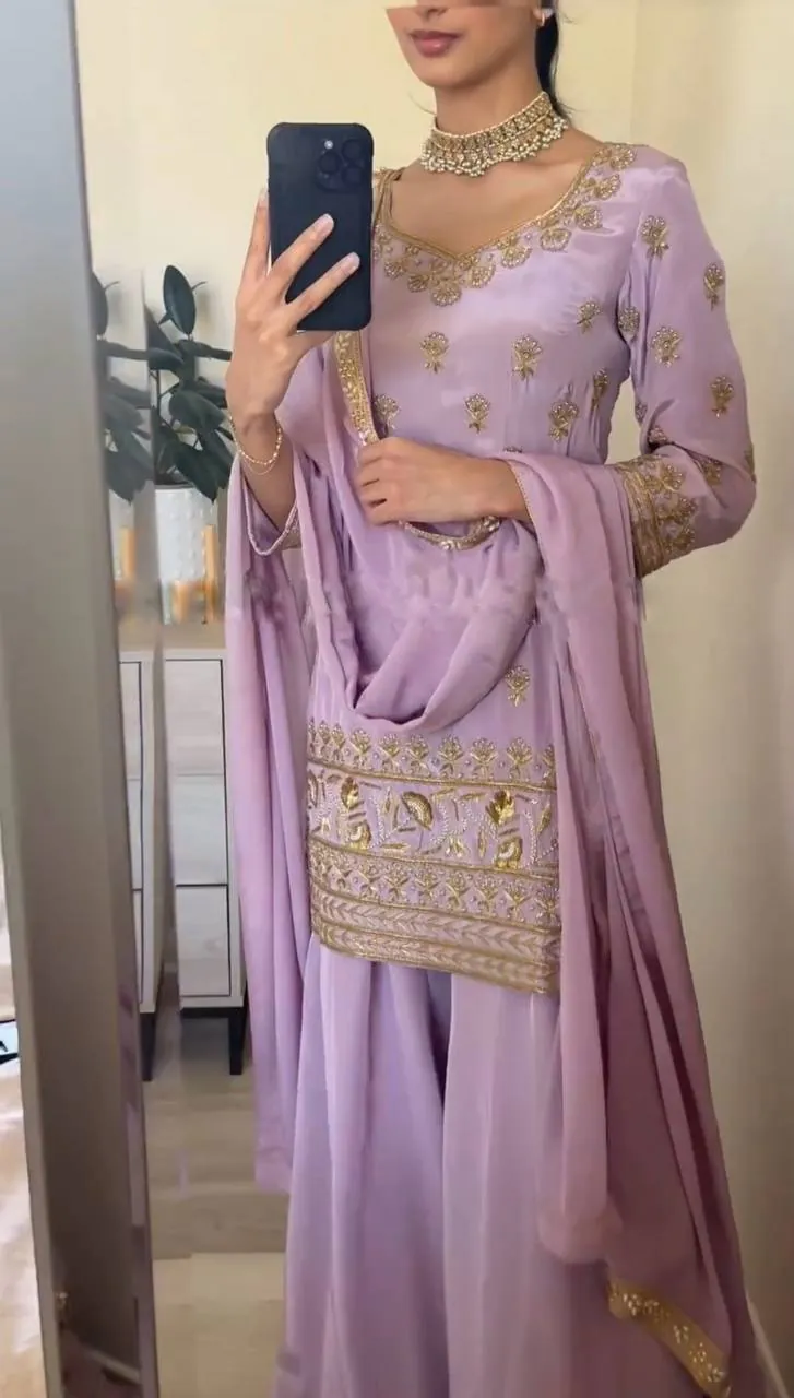 SRK 5144 Purple Color Heavy Faux Georgette Embroidery Sequence Work Salwar Suit Wedding, Party, Festive, Events Expected Delivery 4-6 Working Days @ 1950/- | Jump Suits, Casual Suits, Creative suits, Designer Suits, Palazzo Suits, Party Wear Suits, Patiala Suits, Salwar suit, Straight Suits