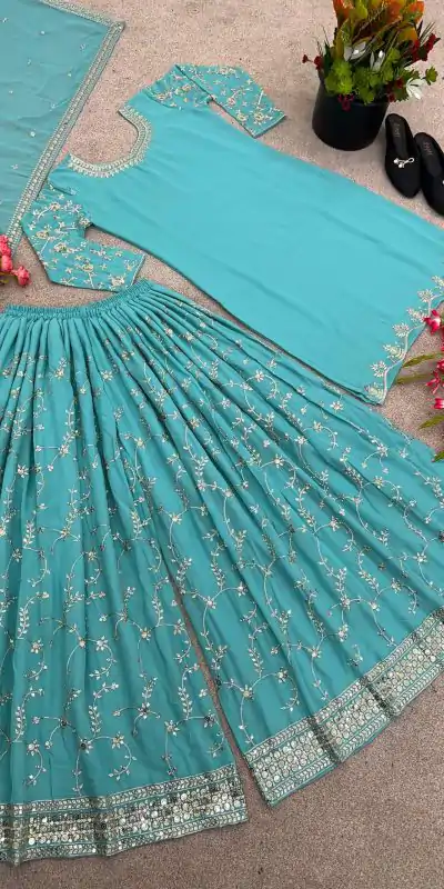 SRK 5135 Blue Color Georgette Embroidery Sequence Salwar Suit Wedding, Party, Festive, Events Expected Delivery 4-6 Working Days @ 1999/- | Jump Suits, Casual Suits, Creative suits, Designer Suits, Palazzo Suits, Party Wear Suits, Patiala Suits, Salwar suit, Straight Suits