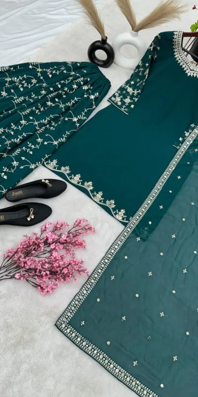 SRK 5135 Peacock Green Color Georgette Embroidery Sequence Salwar Suit Wedding, Party, Festive, Events Expected Delivery 4-6 Working Days @ 1999/- | Jump Suits, Casual Suits, Creative suits, Designer Suits, Palazzo Suits, Party Wear Suits, Patiala Suits, Salwar suit, Straight Suits