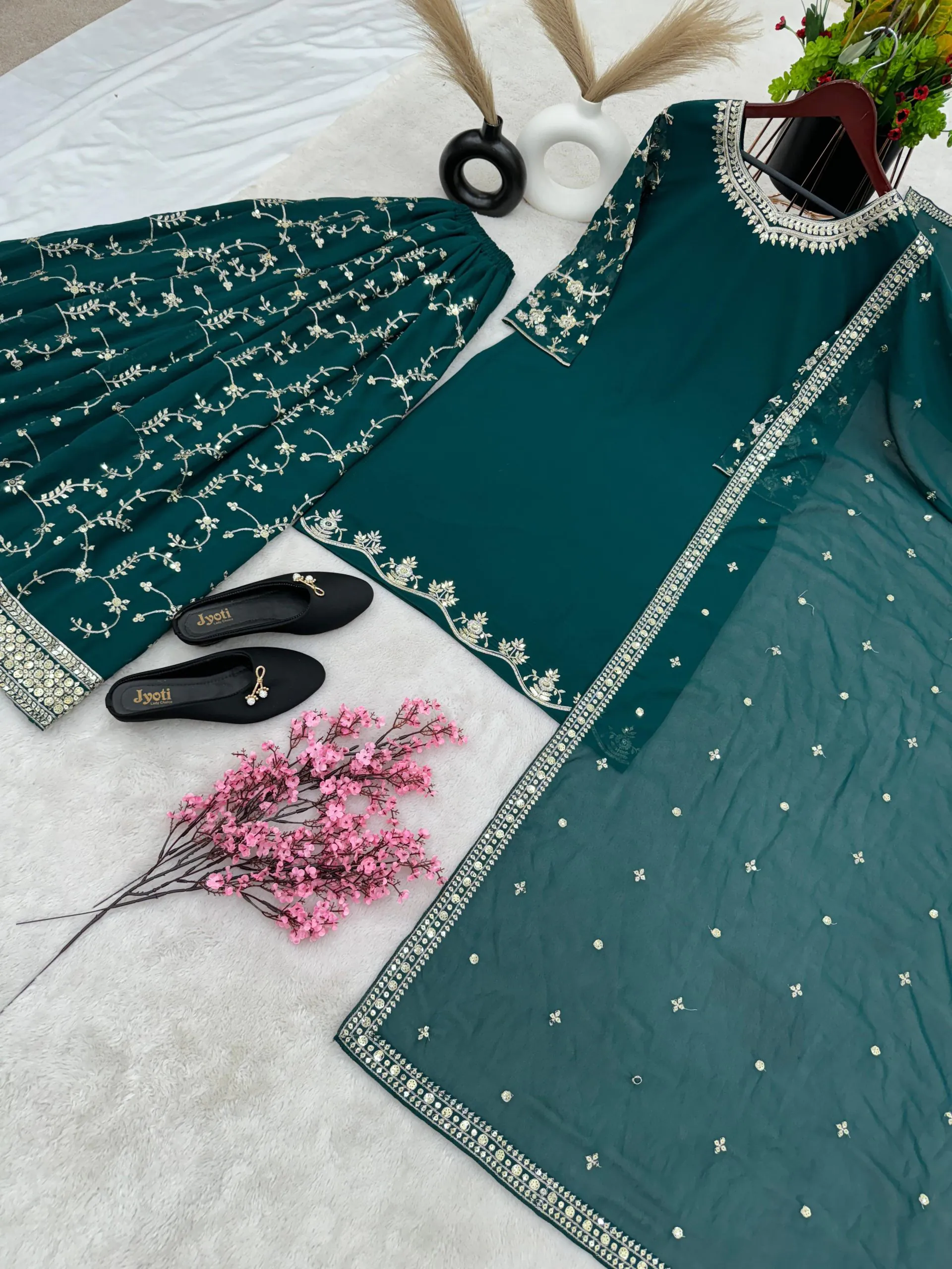 SRK 5135 Peacock Green Color Georgette Embroidery Sequence Salwar Suit Wedding, Party, Festive, Events Expected Delivery 4-6 Working Days @ 1999/- | Jump Suits, Casual Suits, Creative suits, Designer Suits, Palazzo Suits, Party Wear Suits, Patiala Suits, Salwar suit, Straight Suits