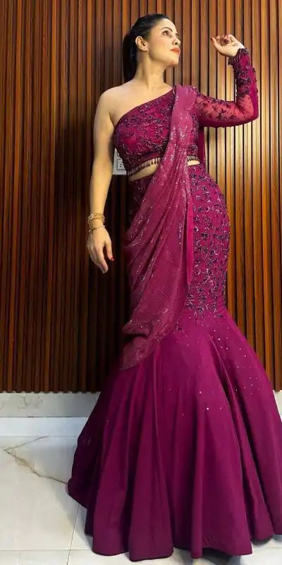 RTC 6467 Wine Color Foix Georgette Thread With Sequence Lehenga Saree Wedding, Party, Festive, Events Etc.   Expected Delivery 4-6 Working Days @2299/- | Bollywood Lehenga, Creative Lehenga, Designer Lehenga, Embroidered Lehenga, Lehenga, Party Wear Lehenga