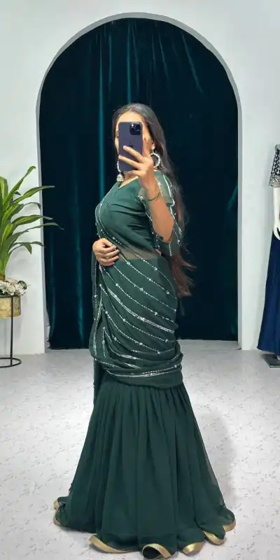 ST 1035 Green Color Georgette Embroidery Moti Work Lehenga Saree Casual, Wedding, Party, Festive, Events Etc. Expected Delivery 4-6 Working Days @2049/- | Bollywood Lehenga, Creative Lehenga, Designer Lehenga, Embroidered Lehenga, Lehenga, Party Wear Lehenga