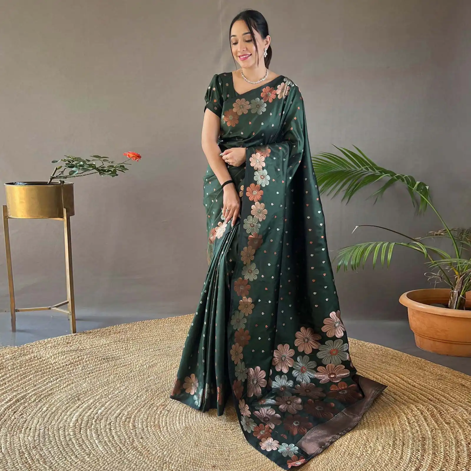 DDF 127 Green Color Soft Lichi Silk Ordinary Design Rich Pallu Saree Casual, Party Wear, Events, Festivals Etc. Expected Delivery 4-6 Working Days 1499/- | Bollywood Sarees, Creative Sarees, Designer Sarees, Embroidered Sarees, Ethnic Saree, Modern Digital sarees, Party Wear Sarees, Sarees