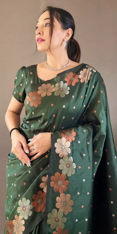 DDF 127 Green Color Soft Lichi Silk Ordinary Design Rich Pallu Saree Casual, Party Wear, Events, Festivals Etc. Expected Delivery 4-6 Working Days 1499/- | Bollywood Sarees, Creative Sarees, Designer Sarees, Embroidered Sarees, Ethnic Saree, Modern Digital sarees, Party Wear Sarees, Sarees