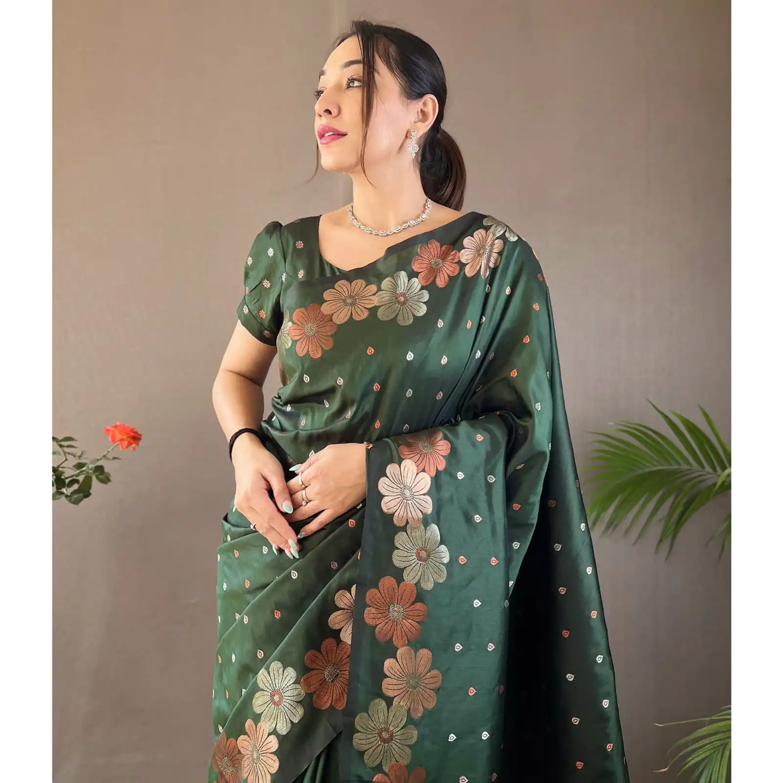 DDF 127 Green Color Soft Lichi Silk Ordinary Design Rich Pallu Saree Casual, Party Wear, Events, Festivals Etc. Expected Delivery 4-6 Working Days 1499/- | Bollywood Sarees, Creative Sarees, Designer Sarees, Embroidered Sarees, Ethnic Saree, Modern Digital sarees, Party Wear Sarees, Sarees