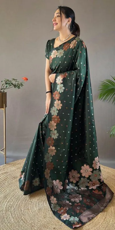 DDF 127 Green Color Soft Lichi Silk Ordinary Design Rich Pallu Saree Casual, Party Wear, Events, Festivals Etc. Expected Delivery 4-6 Working Days 1499/- | Bollywood Sarees, Creative Sarees, Designer Sarees, Embroidered Sarees, Ethnic Saree, Modern Digital sarees, Party Wear Sarees, Sarees