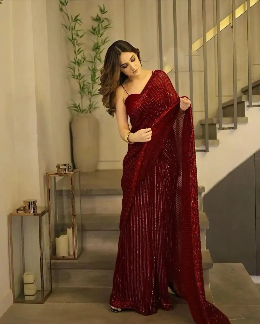DF 3372 Maroon Georgette Heavy Sequins Embroidery Saree Casual, Party Wear, Wedding, Events, Festivals Wear Etc. Expected Delivery 4-6 Working Days 1799/- | Bollywood Sarees, Creative Sarees, Designer Sarees, Embroidered Sarees, Ethnic Saree, Modern Digital sarees, Party Wear Sarees, Sarees