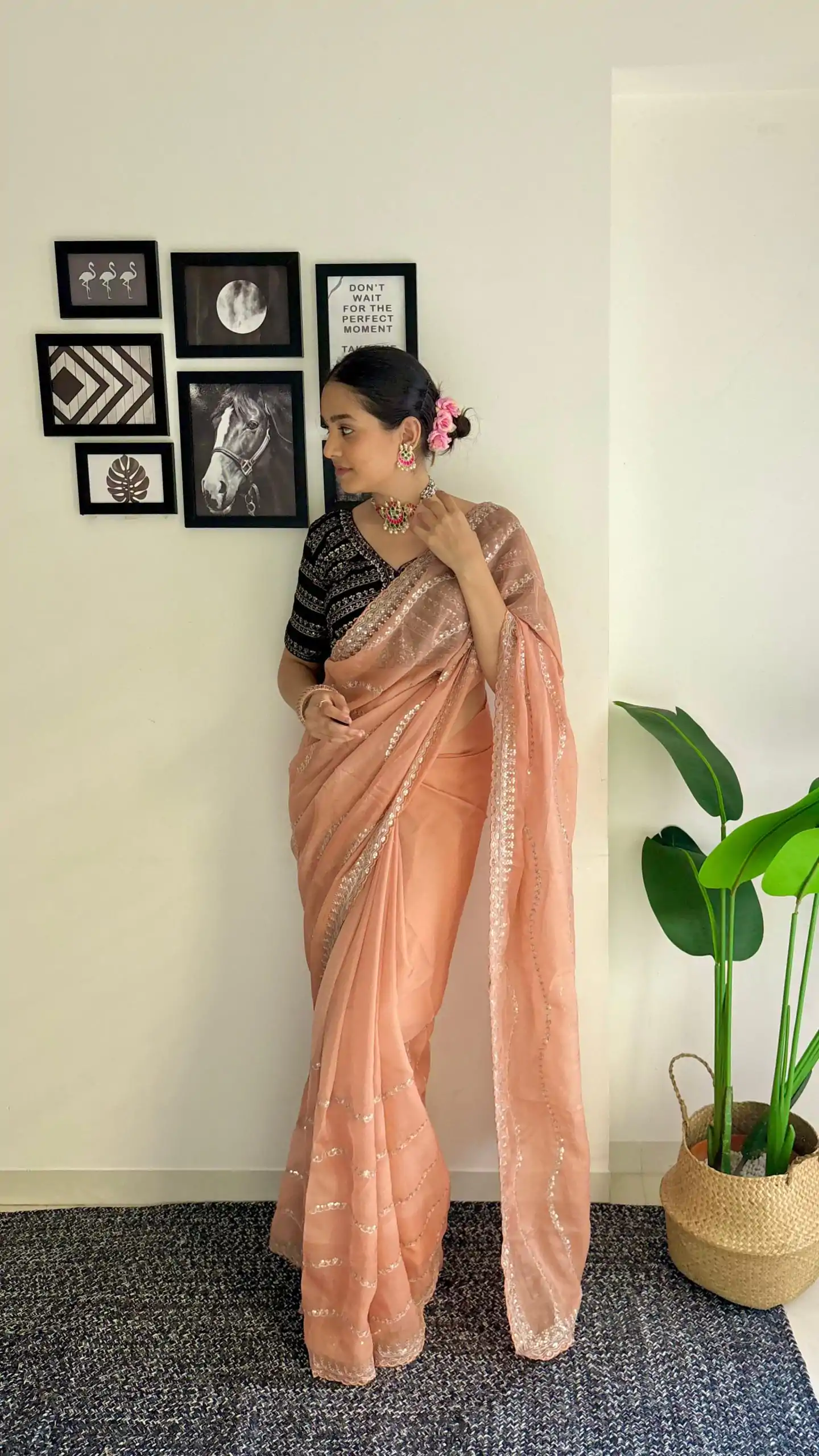 AC BROWNIE Peach Color Soft Organza Zari With Sequence Saree Blouse :Heavy Velvet   Casual, Wedding, Festive, Events Expected Delivery 4-6 Working Days @1999 | Bollywood Sarees, Creative Sarees, Designer Sarees, Embroidered Sarees, Ethnic Saree, Modern Digital sarees, Party Wear Sarees, Sarees