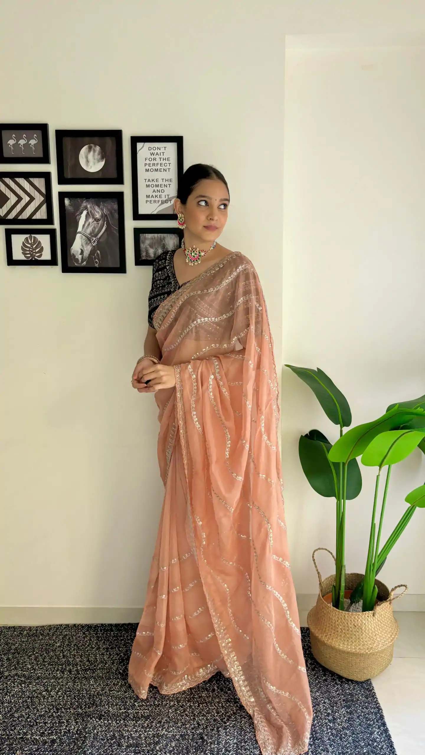 AC BROWNIE Peach Color Soft Organza Zari With Sequence Saree Blouse :Heavy Velvet   Casual, Wedding, Festive, Events Expected Delivery 4-6 Working Days @1999 | Bollywood Sarees, Creative Sarees, Designer Sarees, Embroidered Sarees, Ethnic Saree, Modern Digital sarees, Party Wear Sarees, Sarees