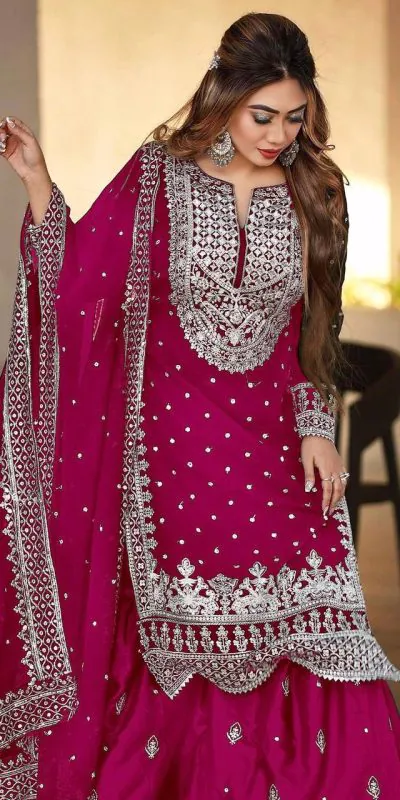 SSR 449 Pink Color Georgette Embroidery Sequence Salwar Suit Wedding, Party, Festive, Events Expected Delivery 4-6 Working Days @ 2049/- Only | Casual Suits, Creative suits, Designer Suits, Party Wear Suits, Salwar suit, Straight Suits