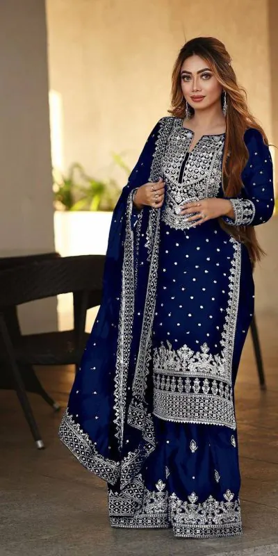 SSR 449 Royal Blue Color Georgette Embroidery Sequence Salwar Suit Wedding, Party, Festive, Events Expected Delivery 4-6 Working Days @ 2049/- Only | Casual Suits, Creative suits, Designer Suits, Party Wear Suits, Salwar suit, Straight Suits