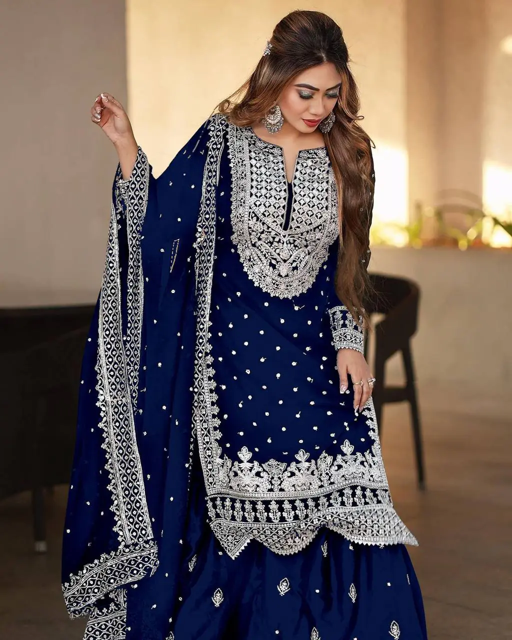 SSR 449 Royal Blue Color Georgette Embroidery Sequence Salwar Suit Wedding, Party, Festive, Events Expected Delivery 4-6 Working Days @ 2049/- Only | Casual Suits, Creative suits, Designer Suits, Party Wear Suits, Salwar suit, Straight Suits