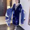 Pretty Royal Blue Color Pure Viscose Velvet Embroidery Sharara